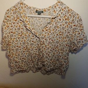 cropped button-up flower top